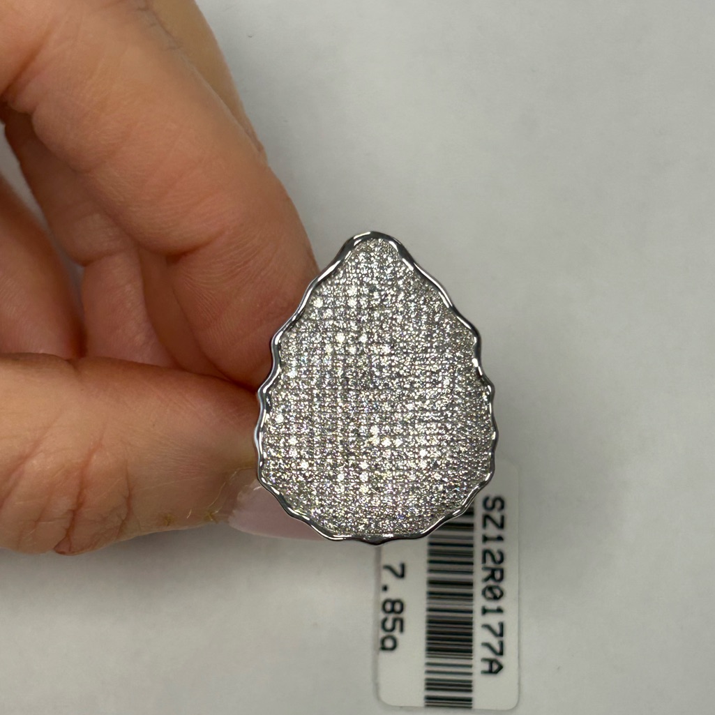 Suzy Levian Sterling Silver White Cz Medallion Ring Nwt
